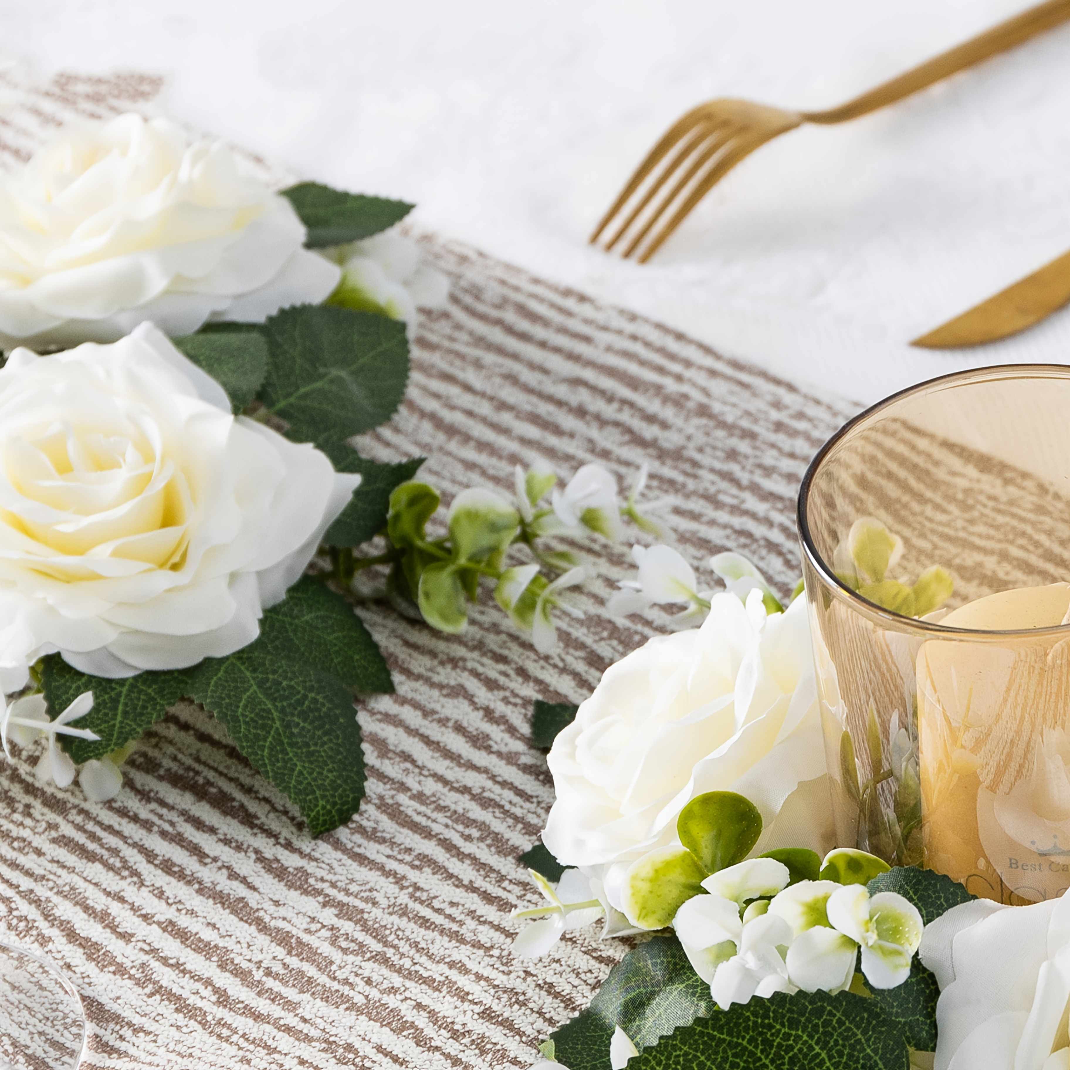 Artificial Flower Wreath Candle Holder Decoration