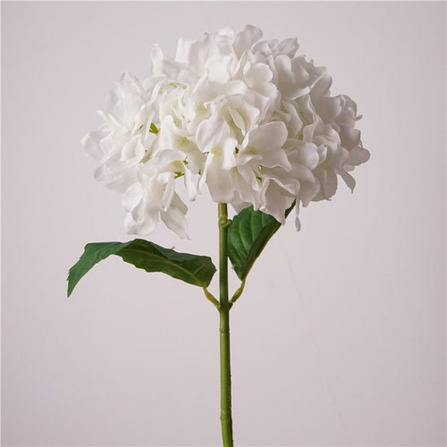 White faux hydrangea stem faux flowers for home wedding table decor artificial floral arrangement
