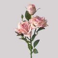 Vintage blush pink single stem rose fake flowers with green leaves for wedding bouquet & home floral decor