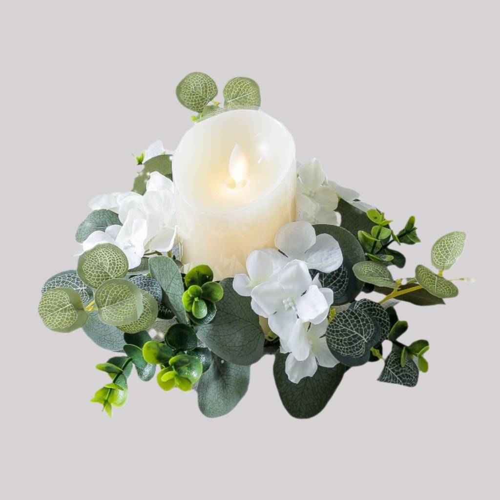 Artificial Wreath Scented Candle Holder Table Decoration