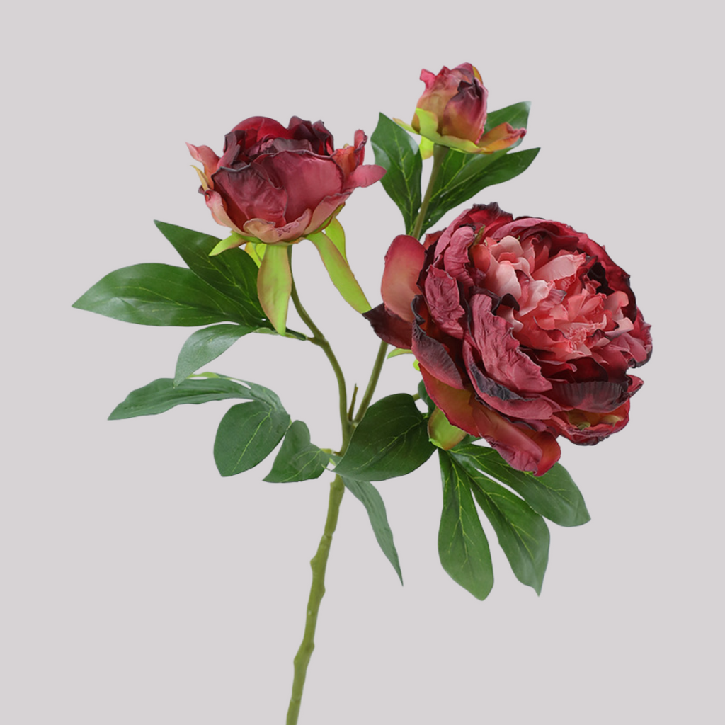Artificial Peony Flower Red Fake Flower for Home Decor - 19"