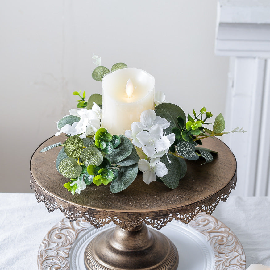 Artificial Wreath Scented Candle Holder Table Decoration