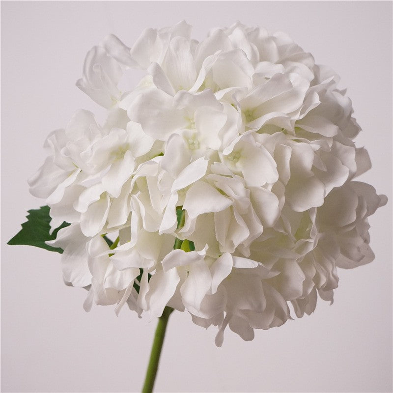 Artificial Flowers Real Touch Hydrangea Stem in Talc White - 18"