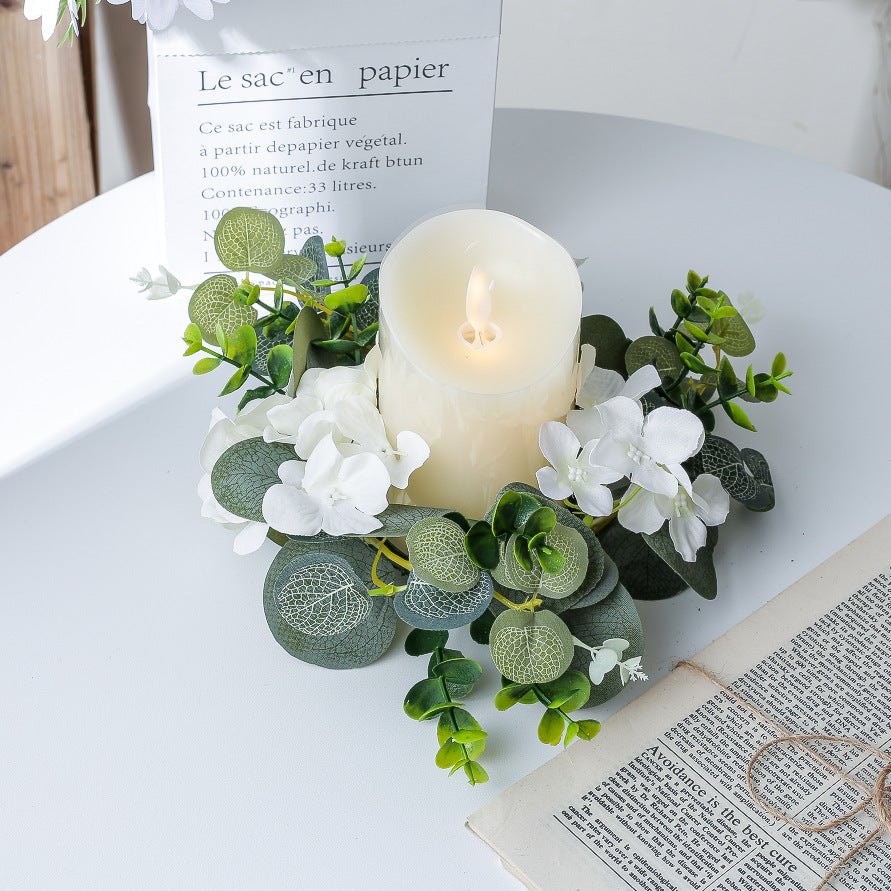 Artificial Wreath Scented Candle Holder Table Decoration