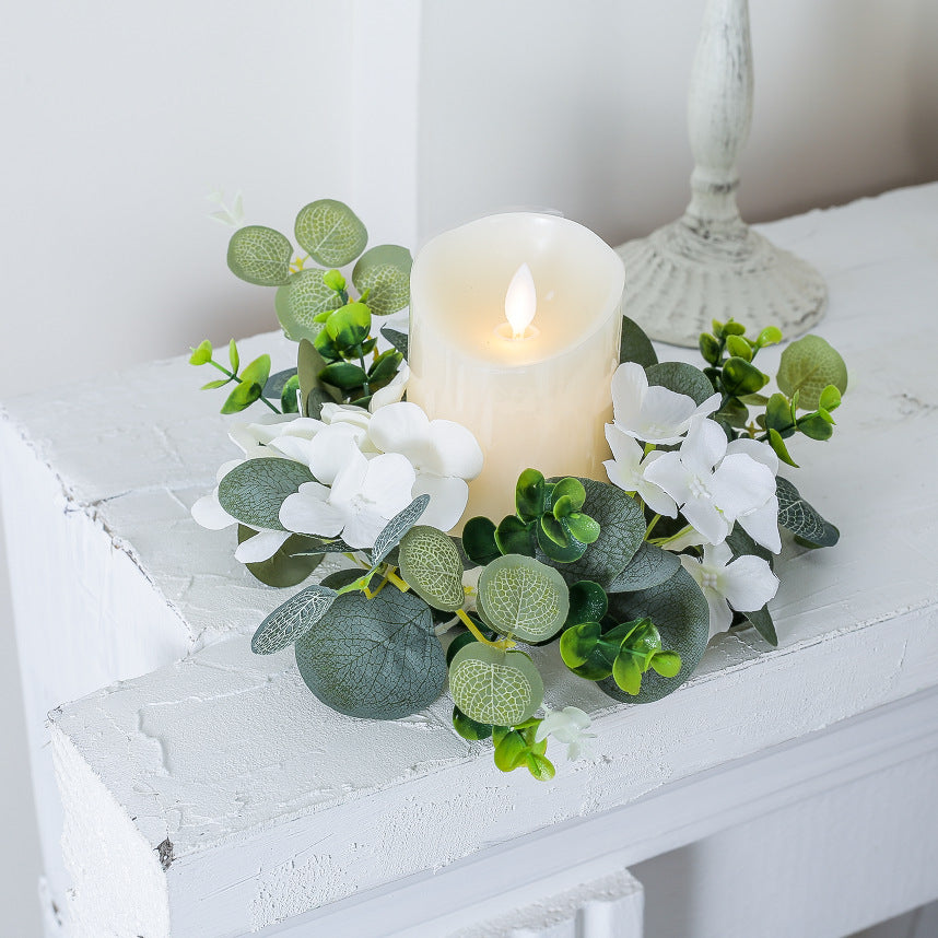 Artificial Wreath Scented Candle Holder Table Decoration