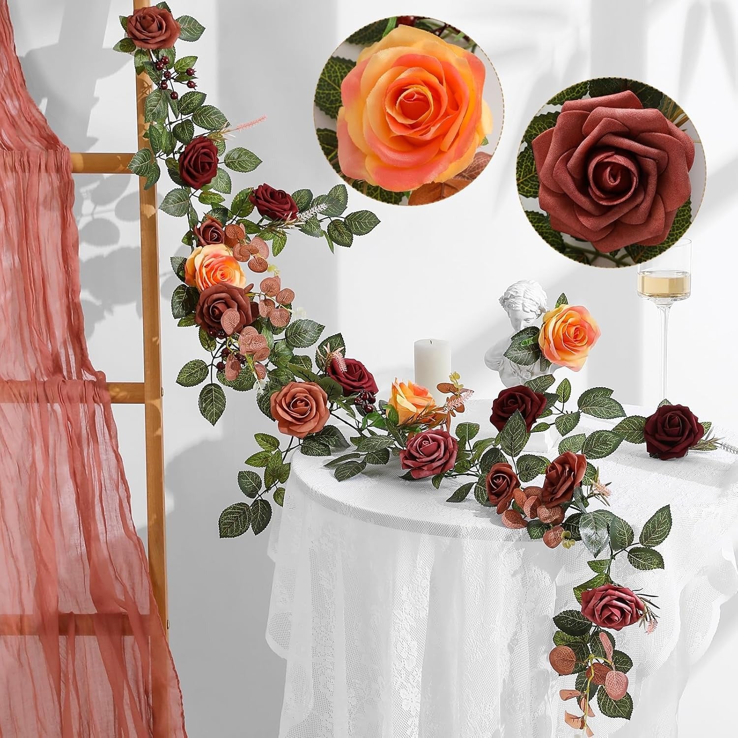 Artificial Flower Garland Fall Orange Rose Vine - 71'' – RealBloom
