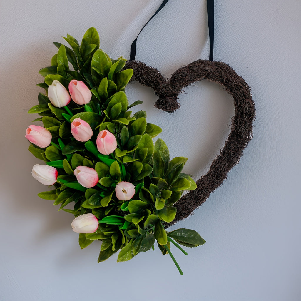 Artificial Tulip Wreath - Indoor/Outdoor - 18''