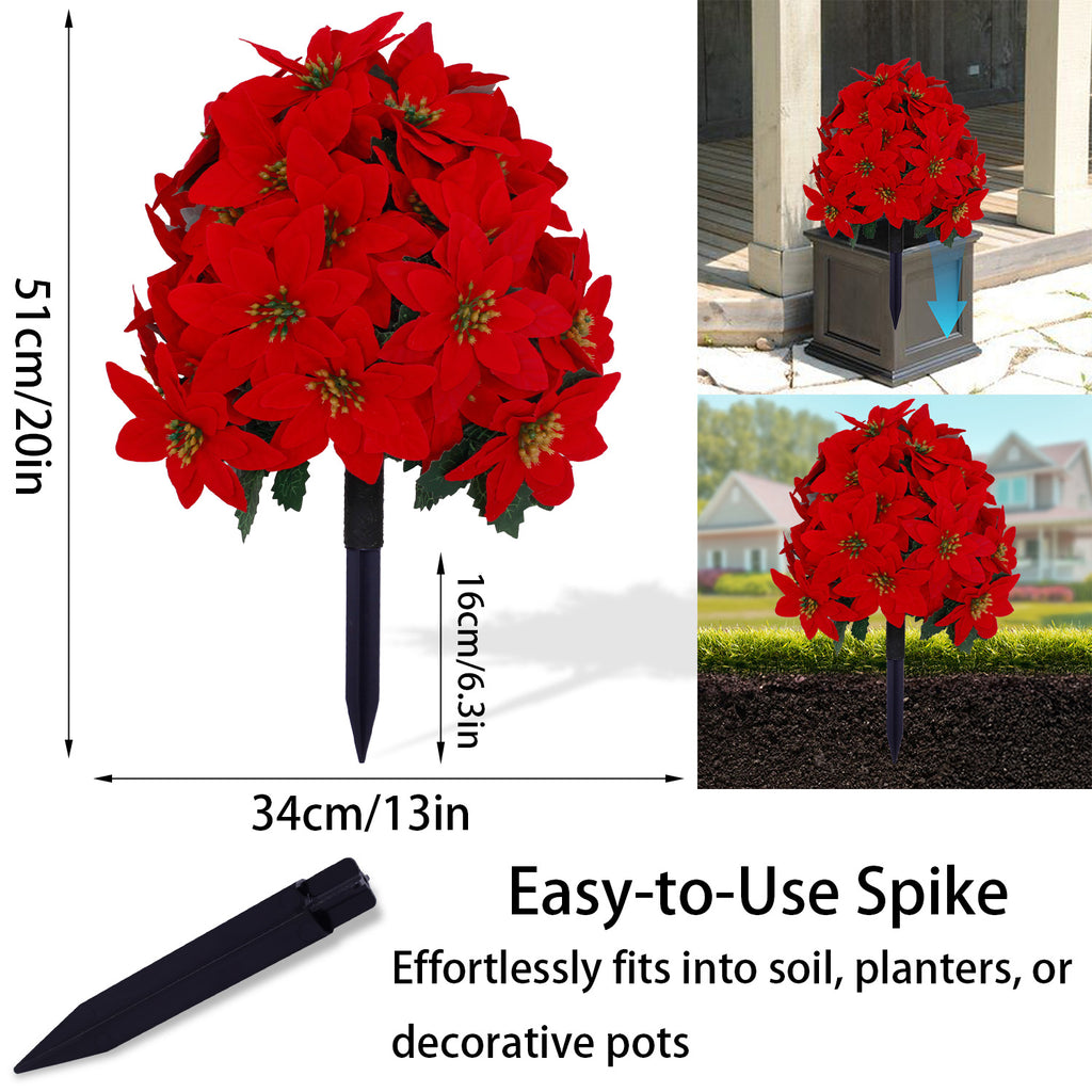 20 inch versatile best artificial tree with red poinsettia, spike design for indoor pots & outdoor yard
