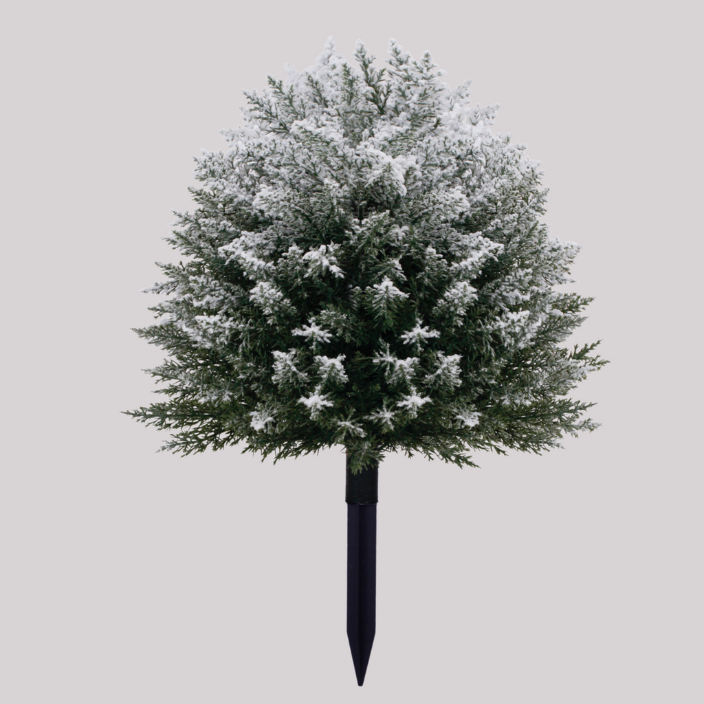 21 inch flocked white artificial christmas tree with ground spike for front porch winter landscape decoration