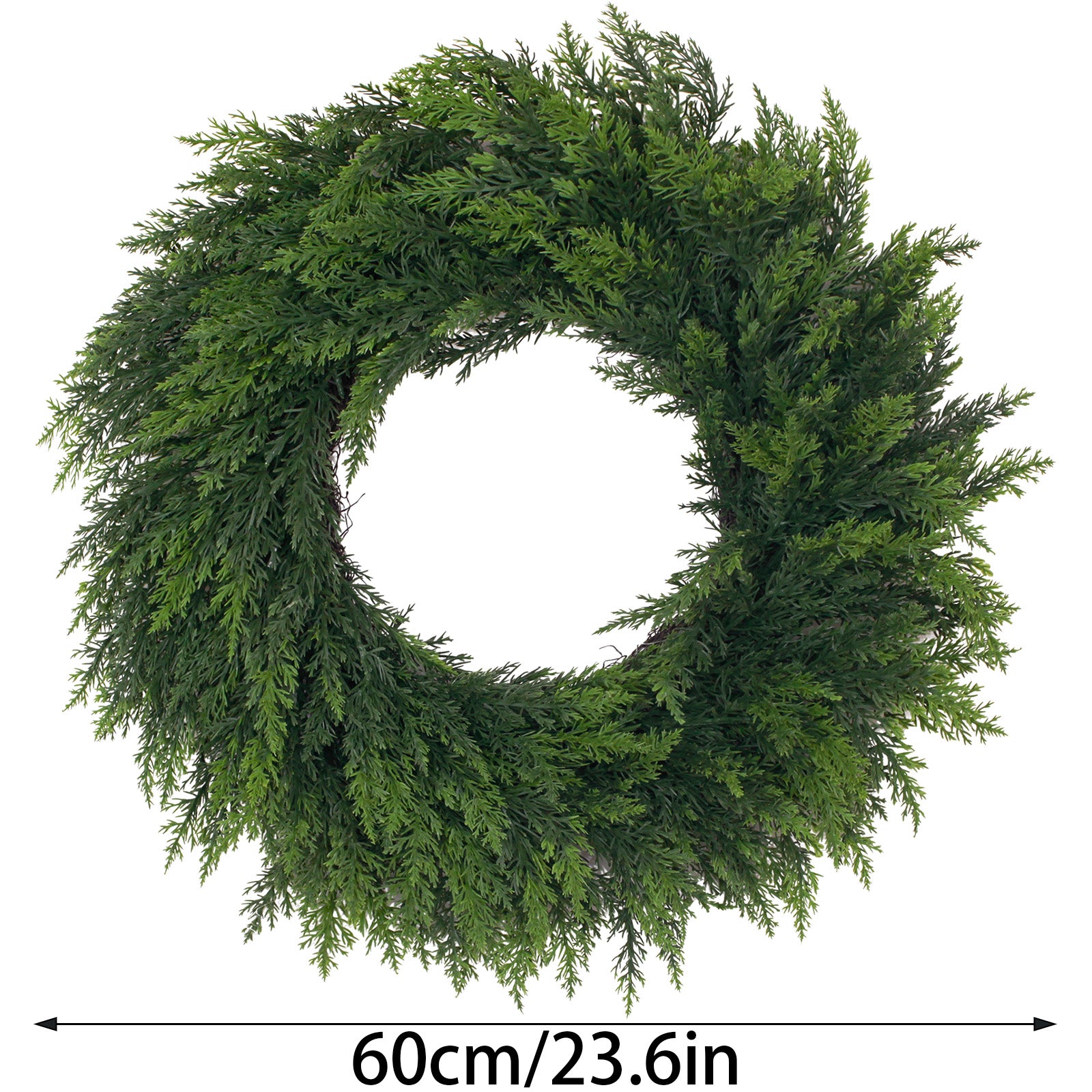 23.6 inch unadorned cypress large wreath lush green pine branches year-round indoor outdoor display