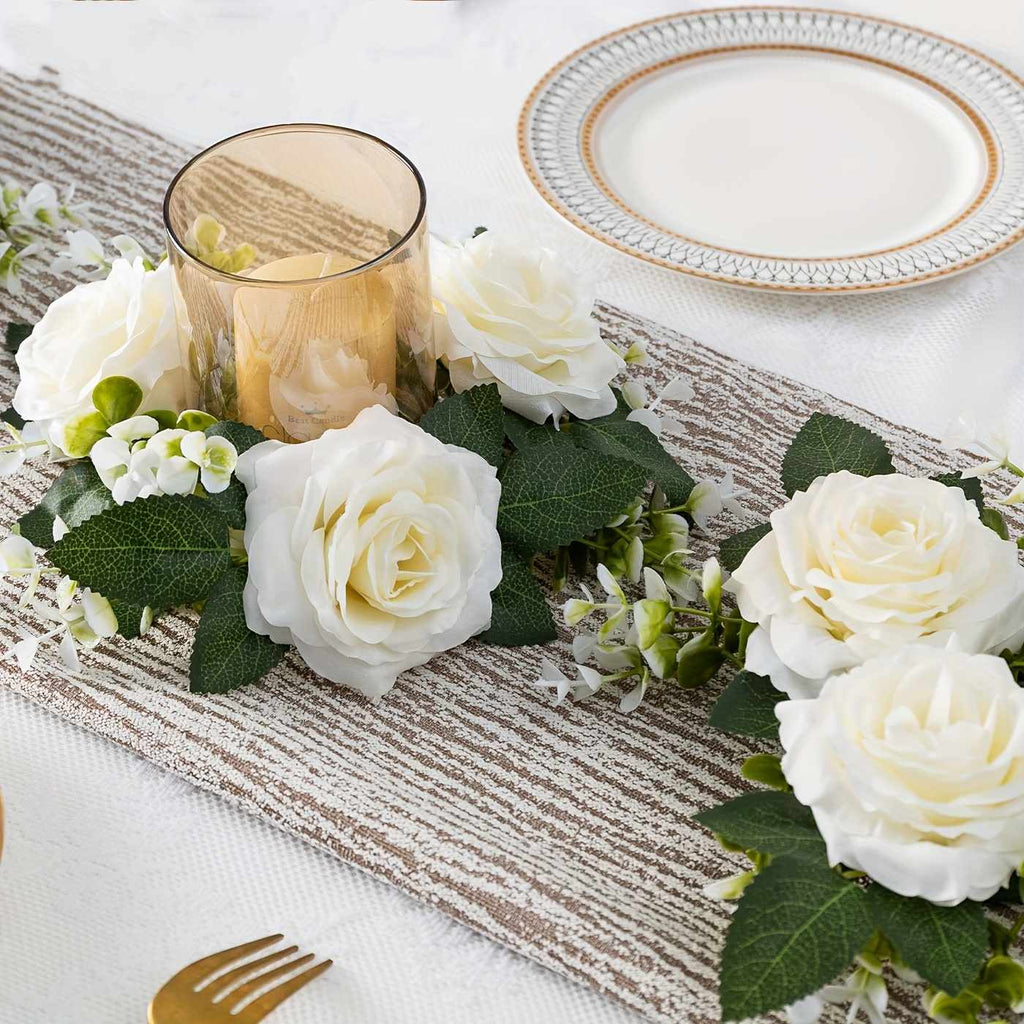 Artificial Flower Wreath Candle Holder Decoration