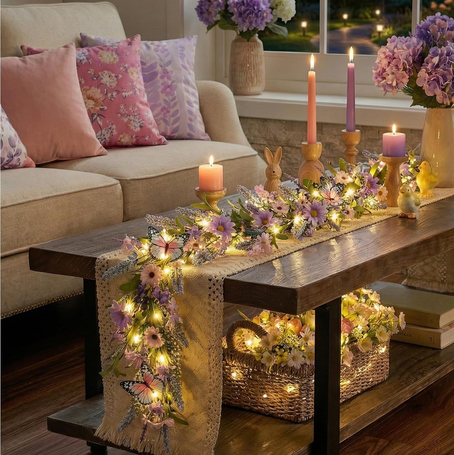 Lavender Flower Garland for Wedding Anniversary Spring Summer - 71''