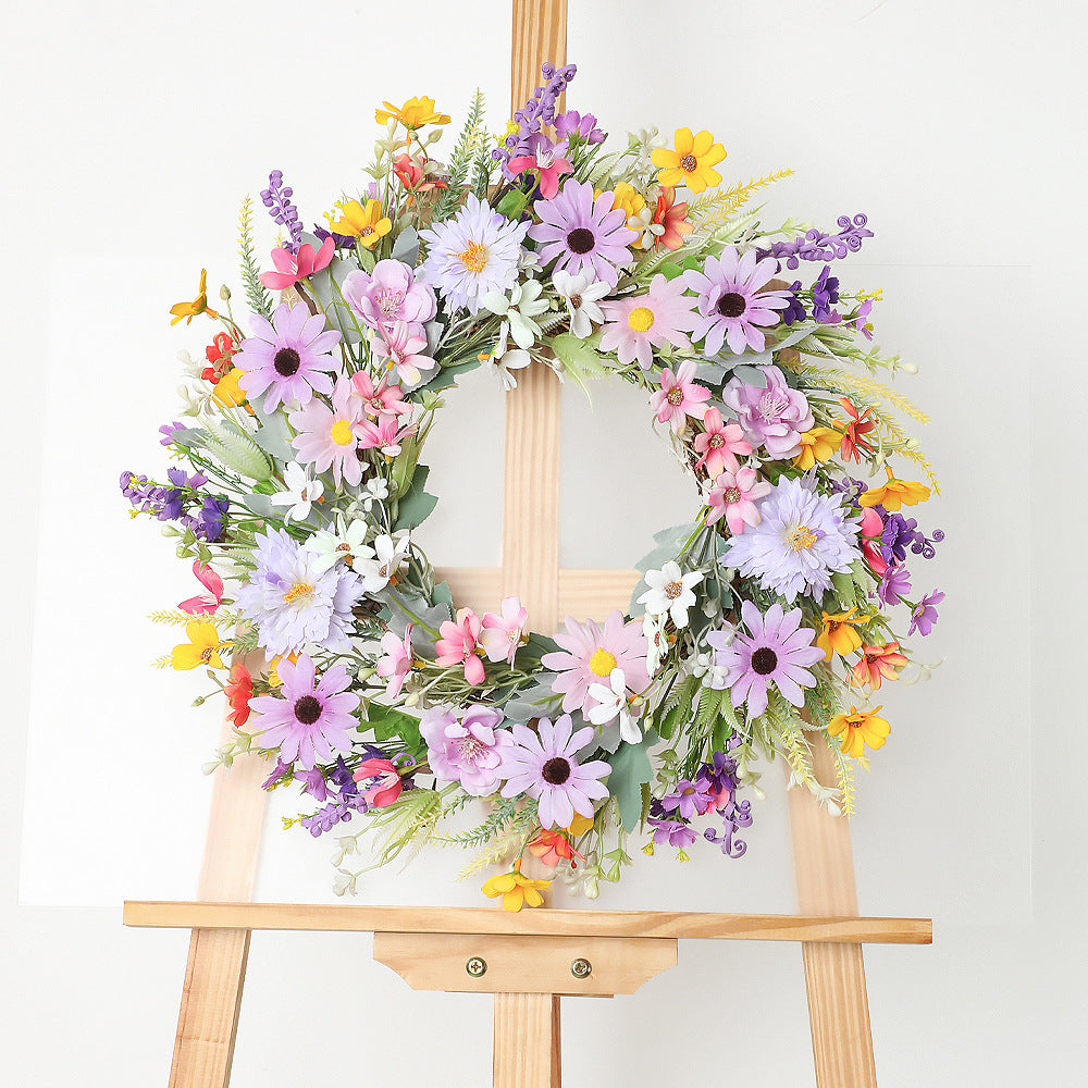 Daisy Artificial Flower Wreath for Spring/Summer - 18"