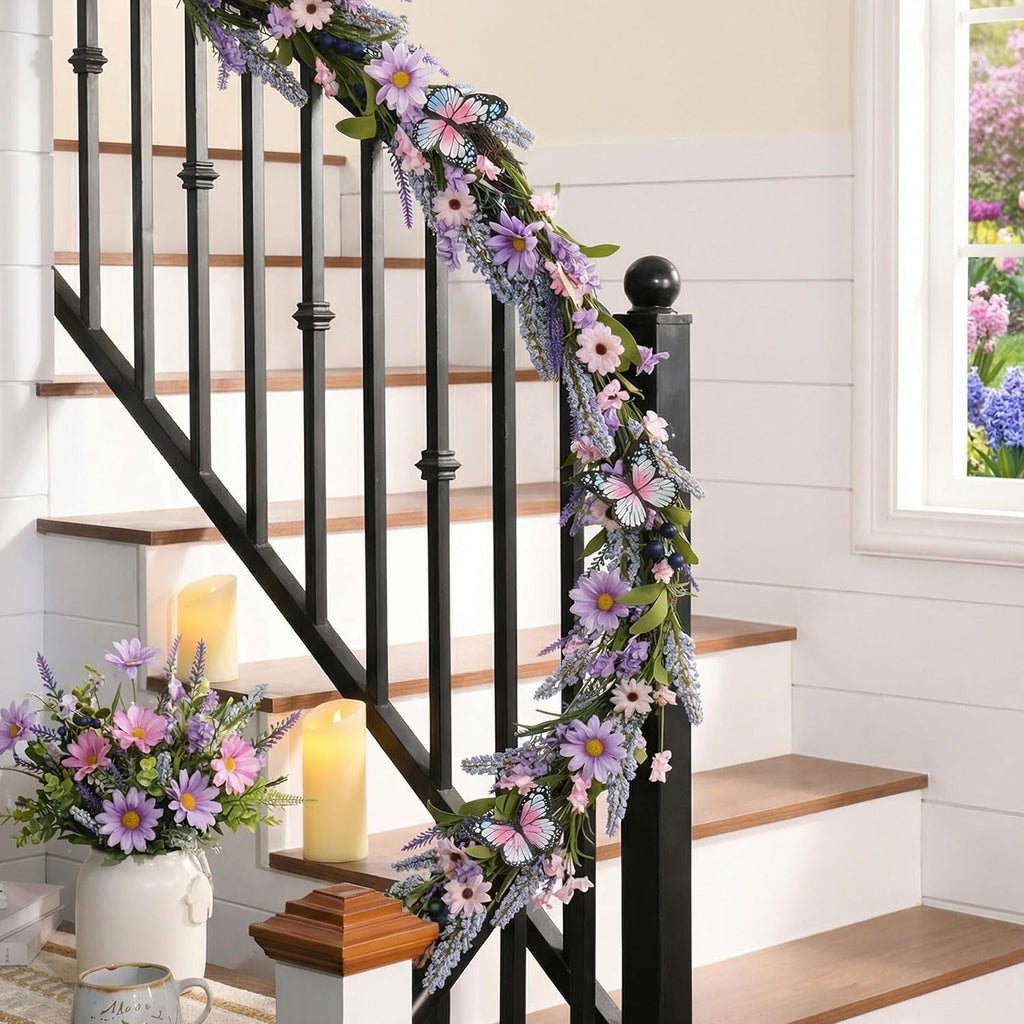 Lavender Flower Garland for Wedding Anniversary Spring Summer - 71''
