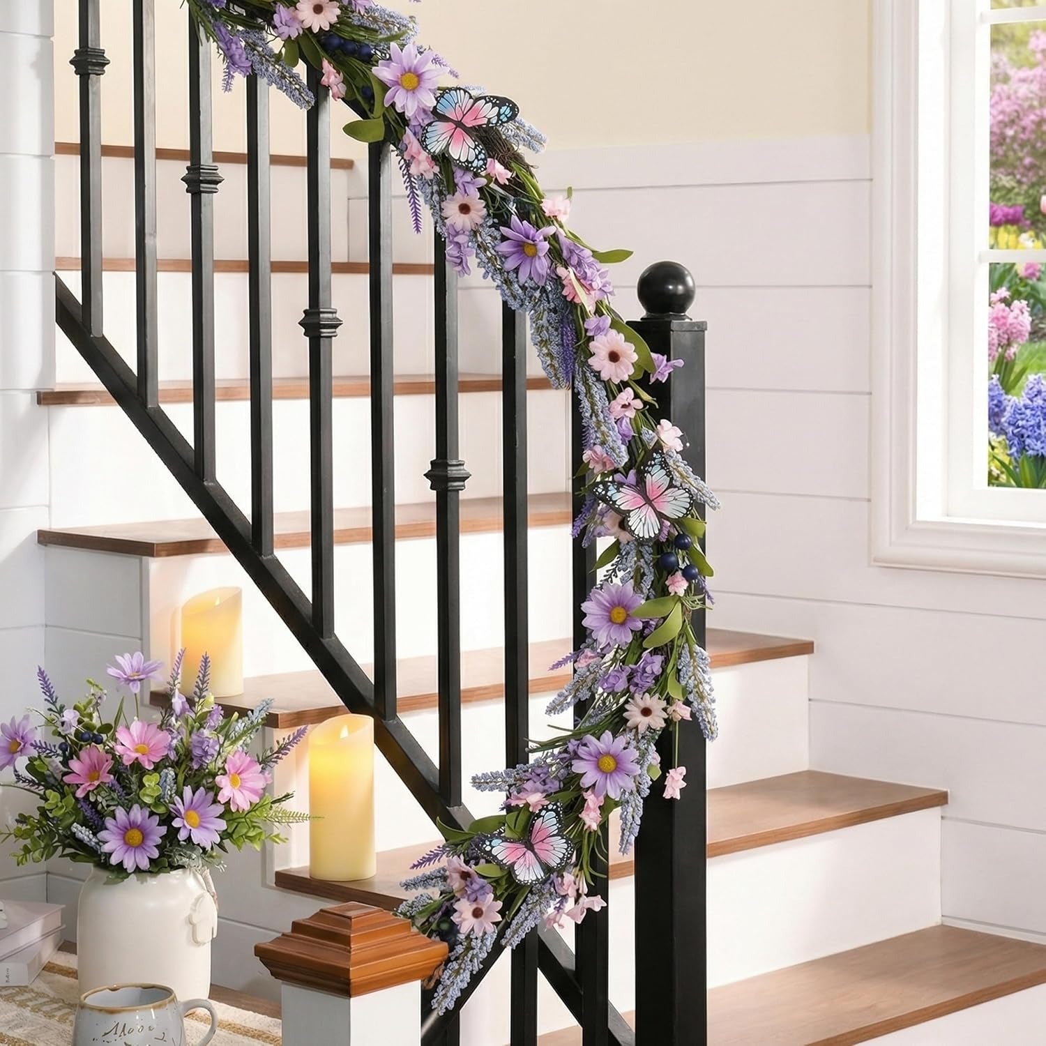 Lavender Flower Garland for Wedding Anniversary Spring Summer - 71''