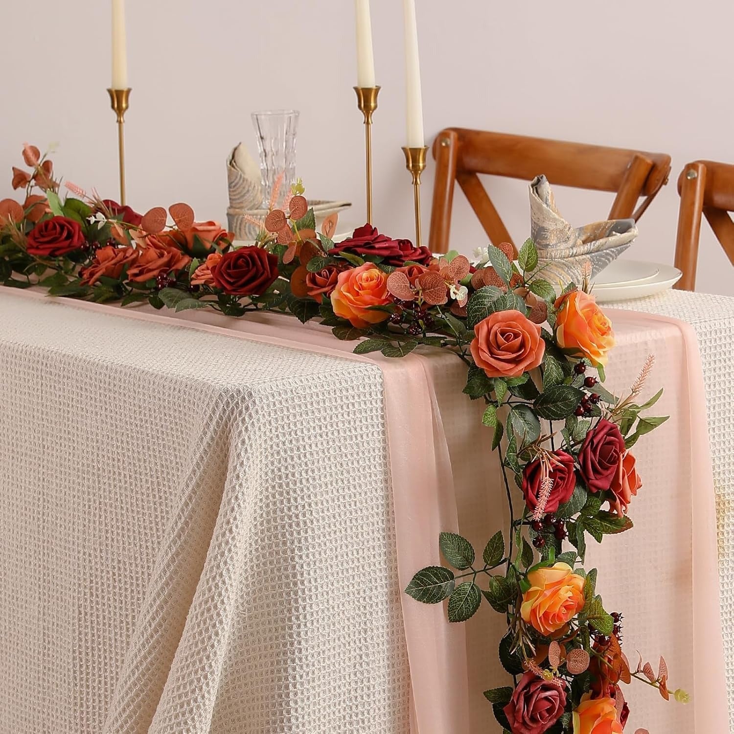 Artificial Flower Garland Fall Orange Rose Vine - 71'' – RealBloom