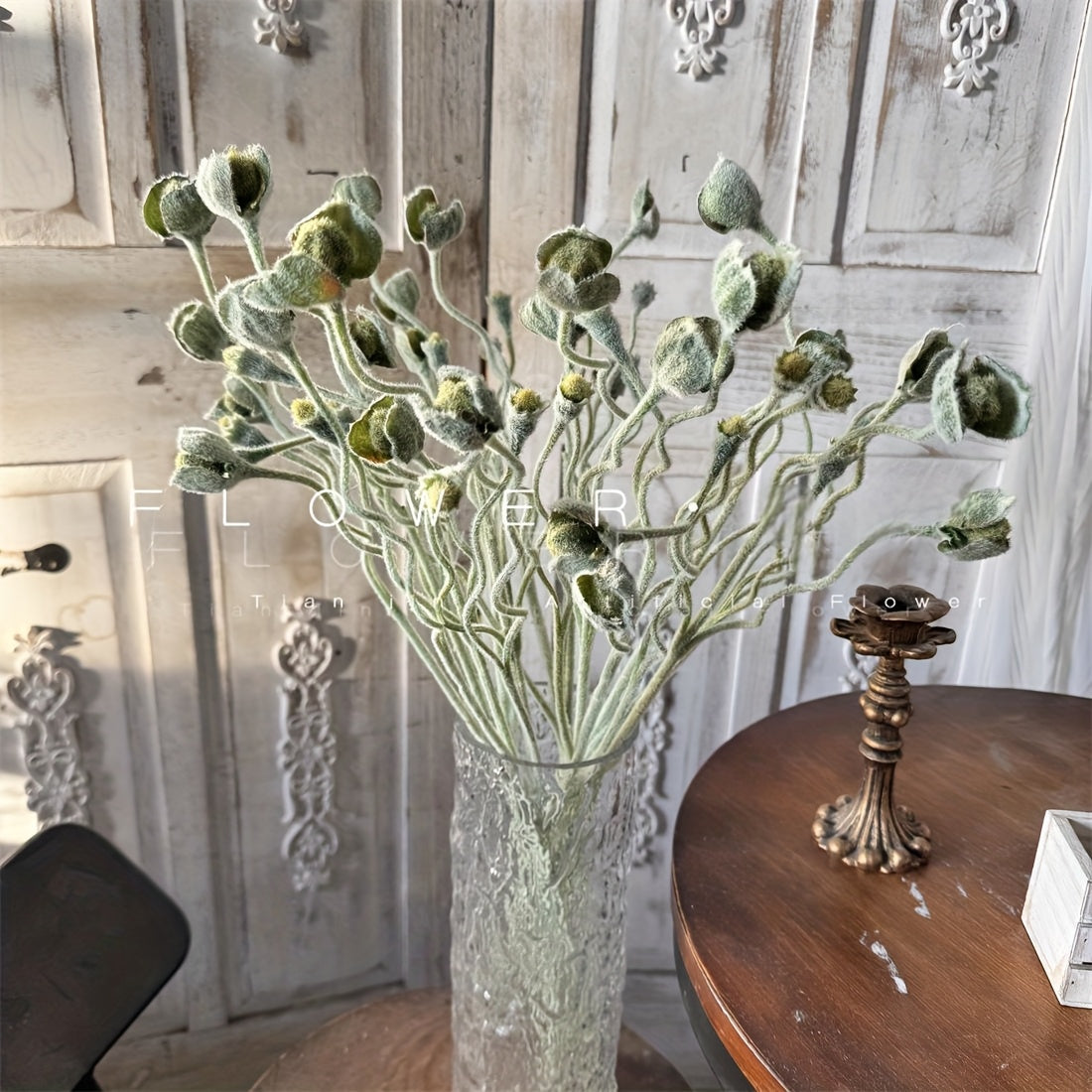 Real Touch Flocked Poppy Flower Bud Artificial Plant - 25.59''