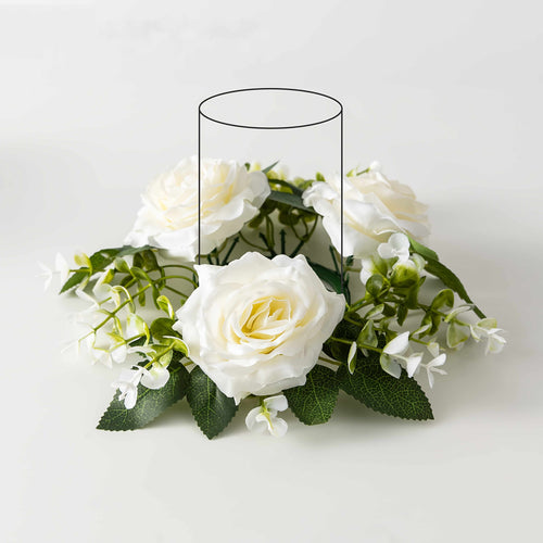 Artificial Flower Wreath Candle Holder Decoration