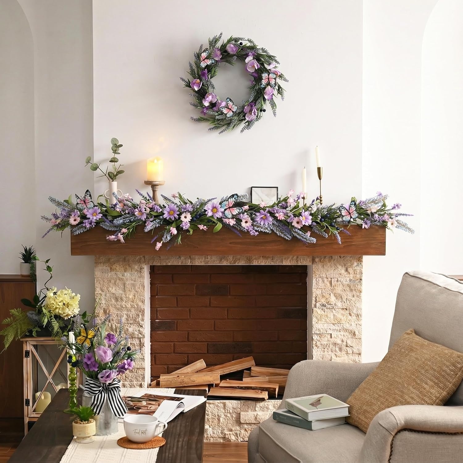 Lavender Flower Garland for Wedding Anniversary Spring Summer - 71''