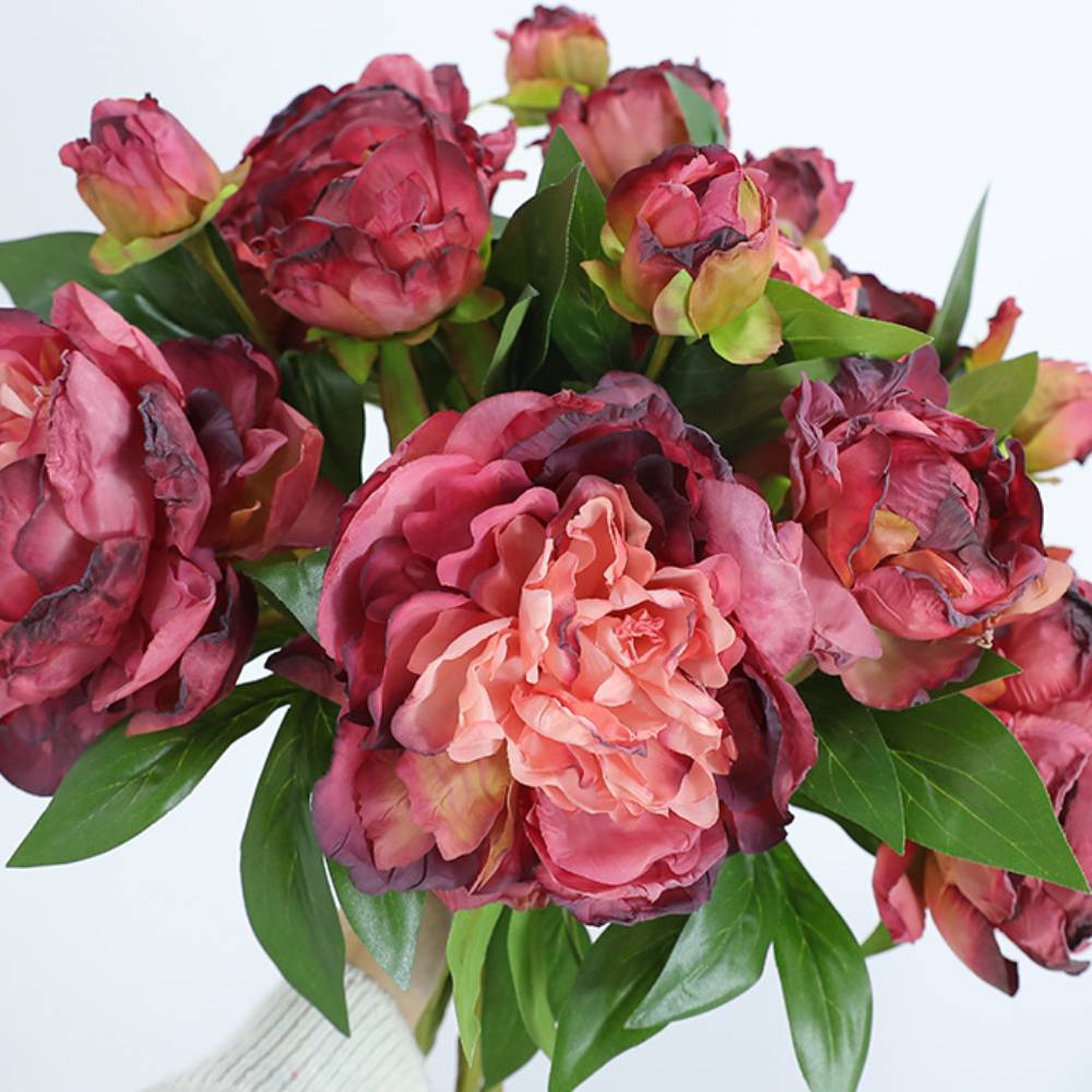 Artificial Peony Flower Red Fake Flower for Home Decor - 19"