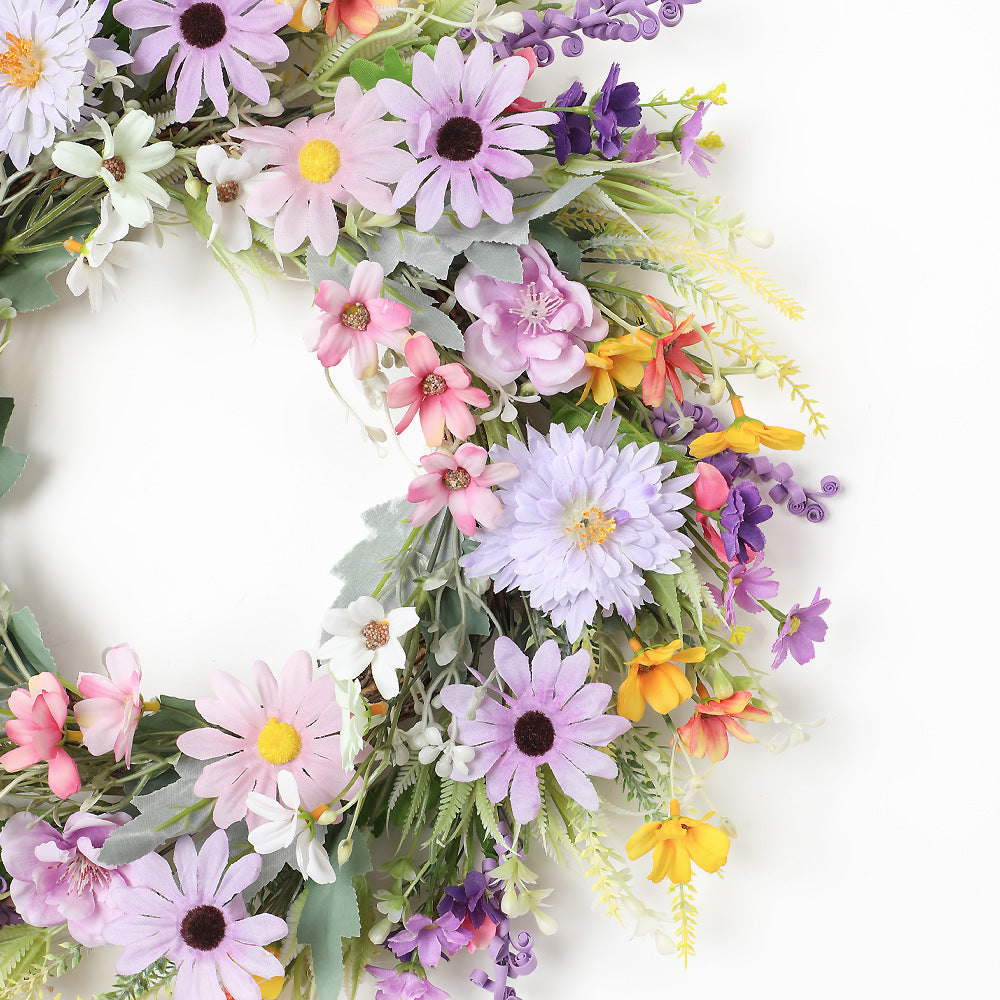 Daisy Artificial Flower Wreath for Spring/Summer - 18"