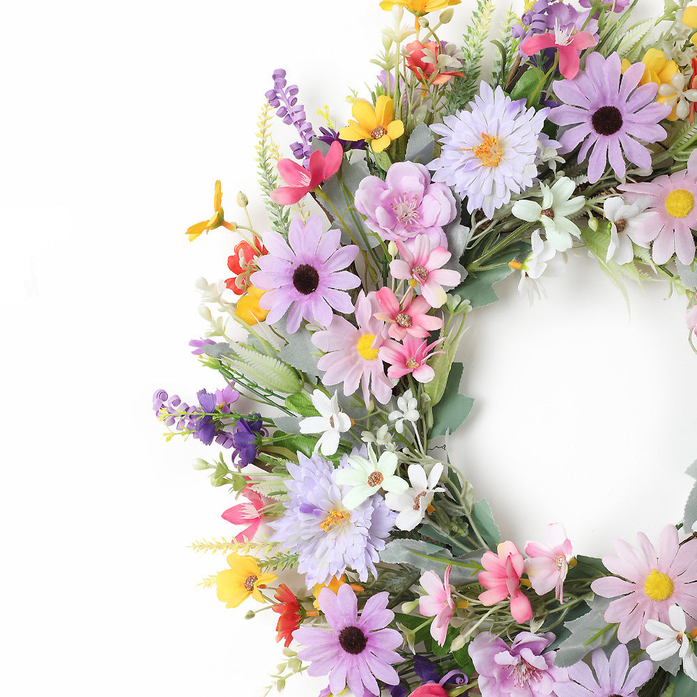 Daisy Artificial Flower Wreath for Spring/Summer - 18"