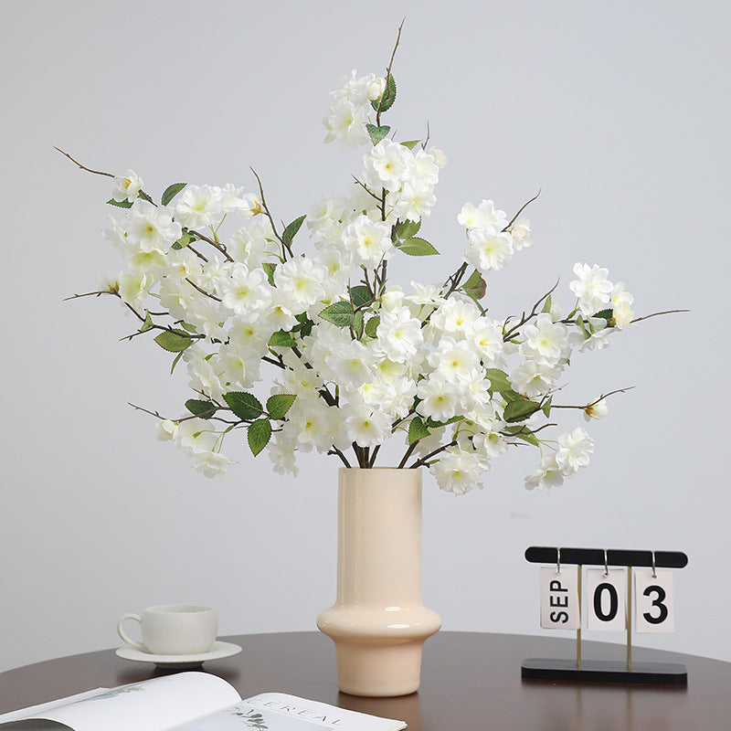 Faux Flowers Cherry Blossom Stem in Cream White - 37"