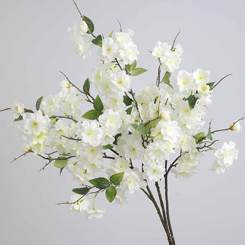 Faux Flowers Cherry Blossom Stem in Cream White - 37"