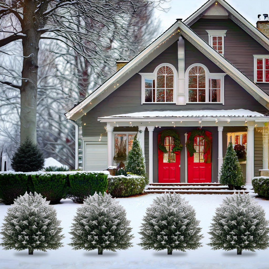 Bulk mini snow flocked christmas tree artificial for long driveway and front yard winter decor