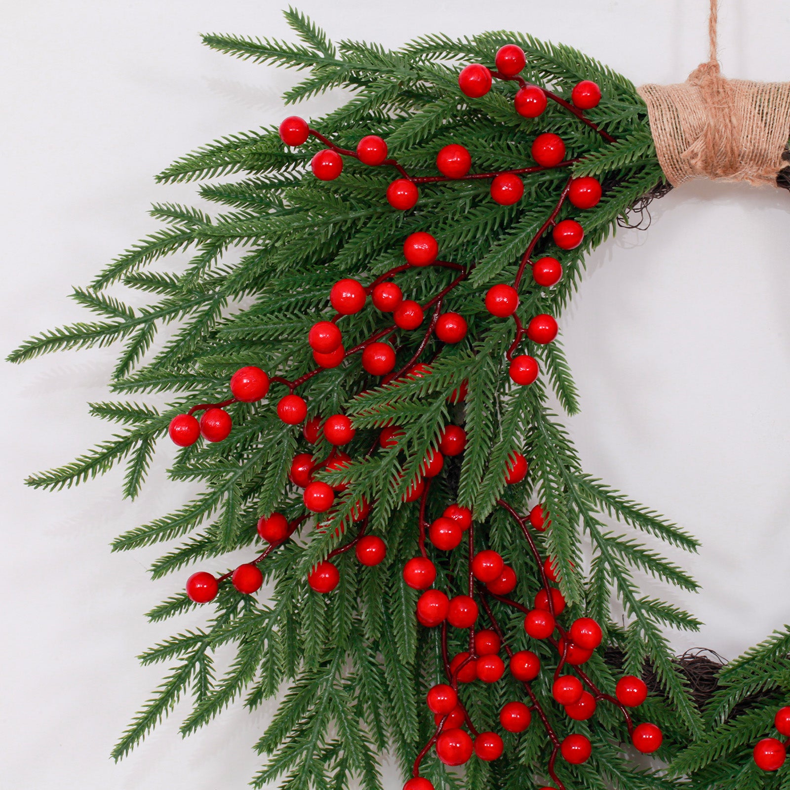 Outdoor Artificial Norfolk Pine Christmas Wreath - 24"