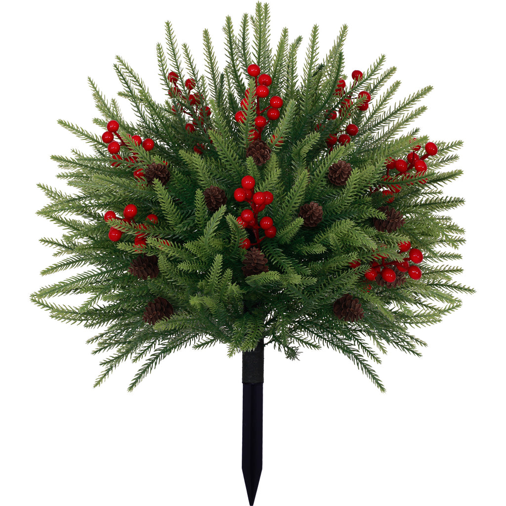 Full lush best artificial christmas tree durable all-weather design with red berries and pinecones
