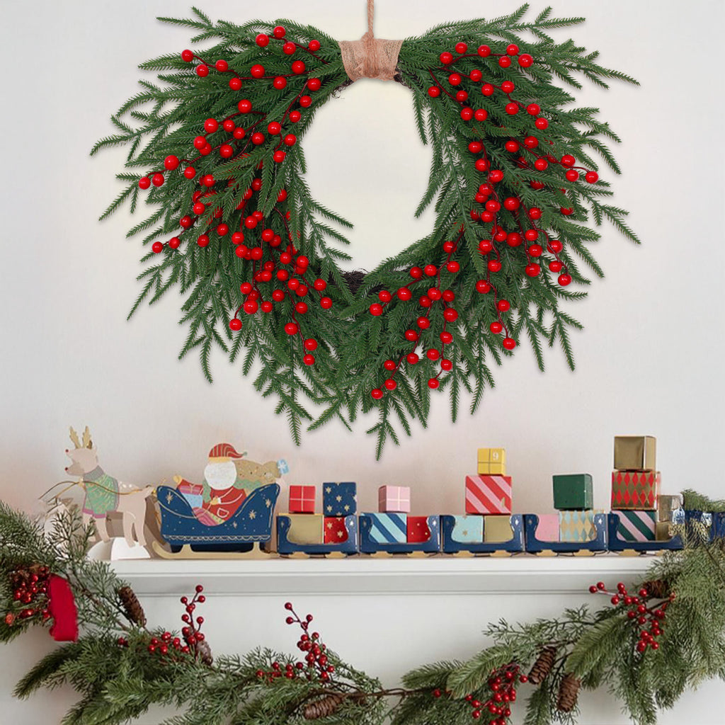 Outdoor Artificial Norfolk Pine Christmas Wreath - 24"