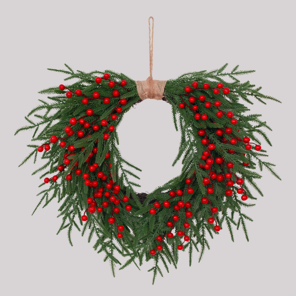 Outdoor Artificial Norfolk Pine Christmas Wreath - 24"